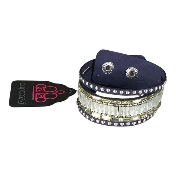 Paparazzi Jewelry Rock Star Rocker Blue Womens Snap Bracelet Lead & Nickel Free - Picture 1 of 11